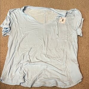 American Eagle Outfitters Light Blue V-Neck Pocket Tee